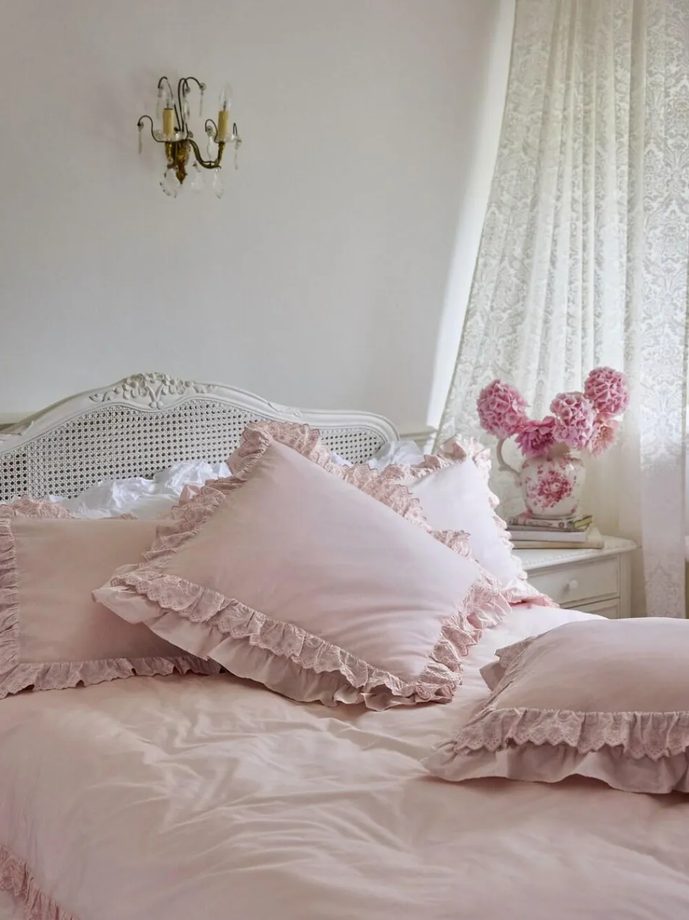 New Shabby Chic by Rachel Ashwell® Set of 2 Broderie Anglaise Ruffle Count Pillowcases Pink