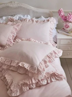New Shabby Chic by Rachel Ashwell® Set of 2 Broderie Anglaise Ruffle Count Pillowcases Pink