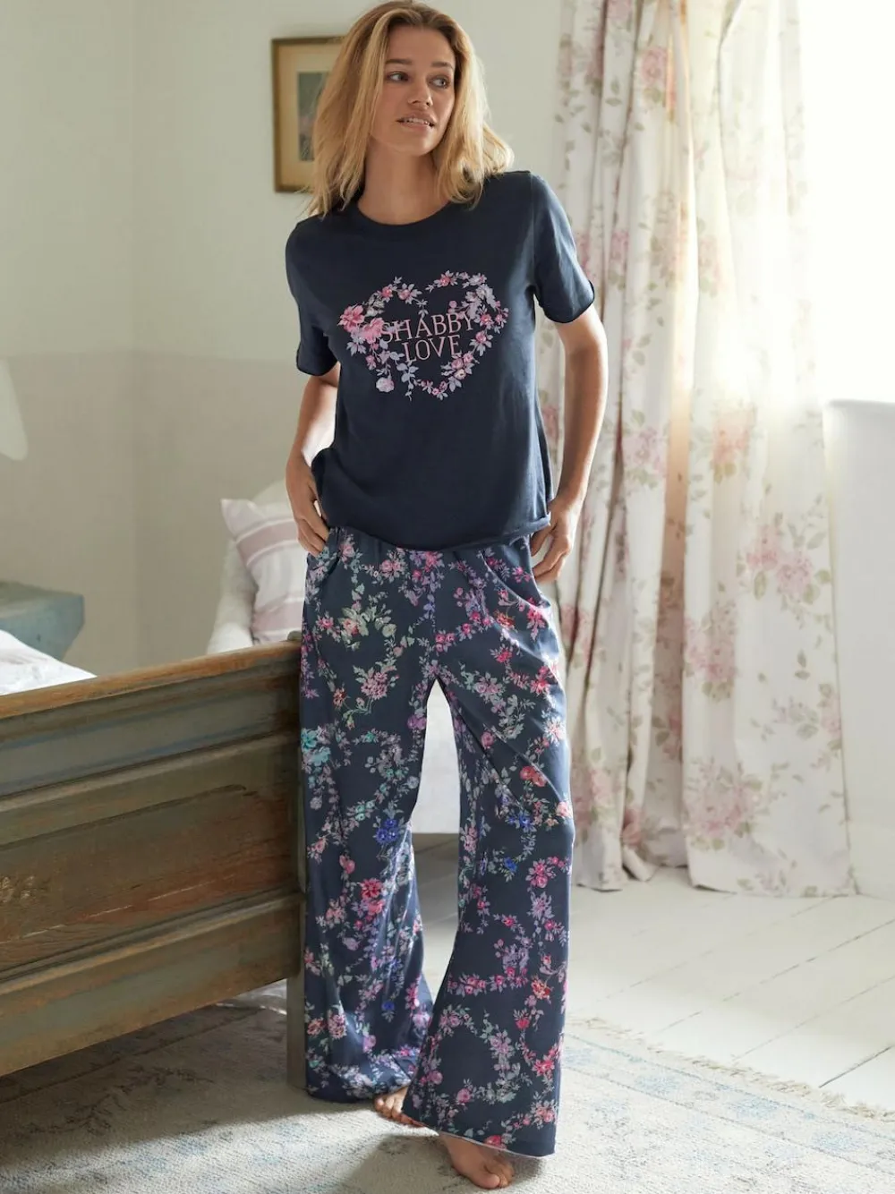 Online Shabby Chic by Rachel Ashwell® Navy Short Sleeve Jersey Pyjamas