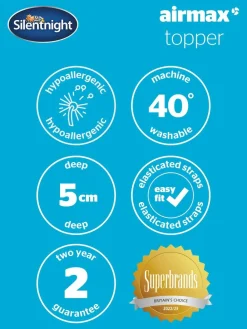 Outlet Silentnight White Airmax 500 5cm Mattress Topper