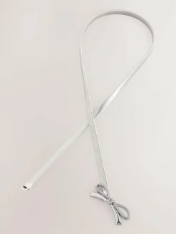Outlet Next Skinny Stretch Belt Silver Bow