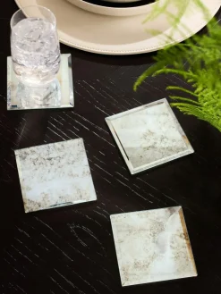 New Next Galaxy Glass Coasters Set of 4 Silver