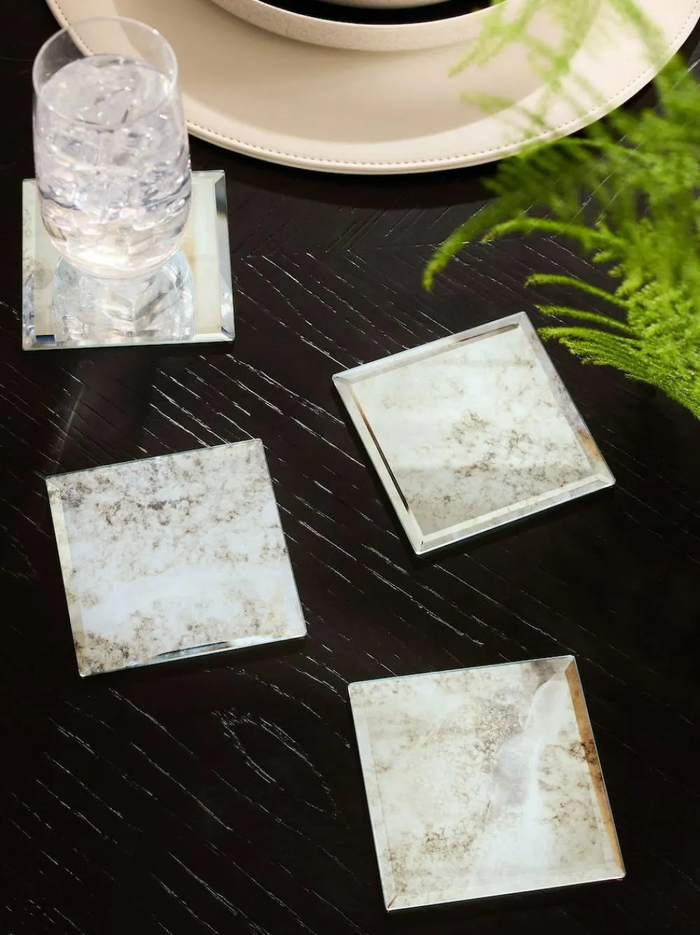 New Next Galaxy Glass Coasters Set of 4 Silver