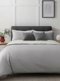 Next Silver Grey 400 Thread Count Egyptian Cotton Sateen Luxury Duvet Cover and Pillowcase Set^ Bedsets & Duvet Covers