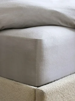 Sale Next Silver Grey Brushed Cotton Supersoft Deep Fitted Sheet