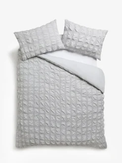 Best Next Seersucker Supersoft Textured Duvet Cover and Pillowcase Set Silver Grey