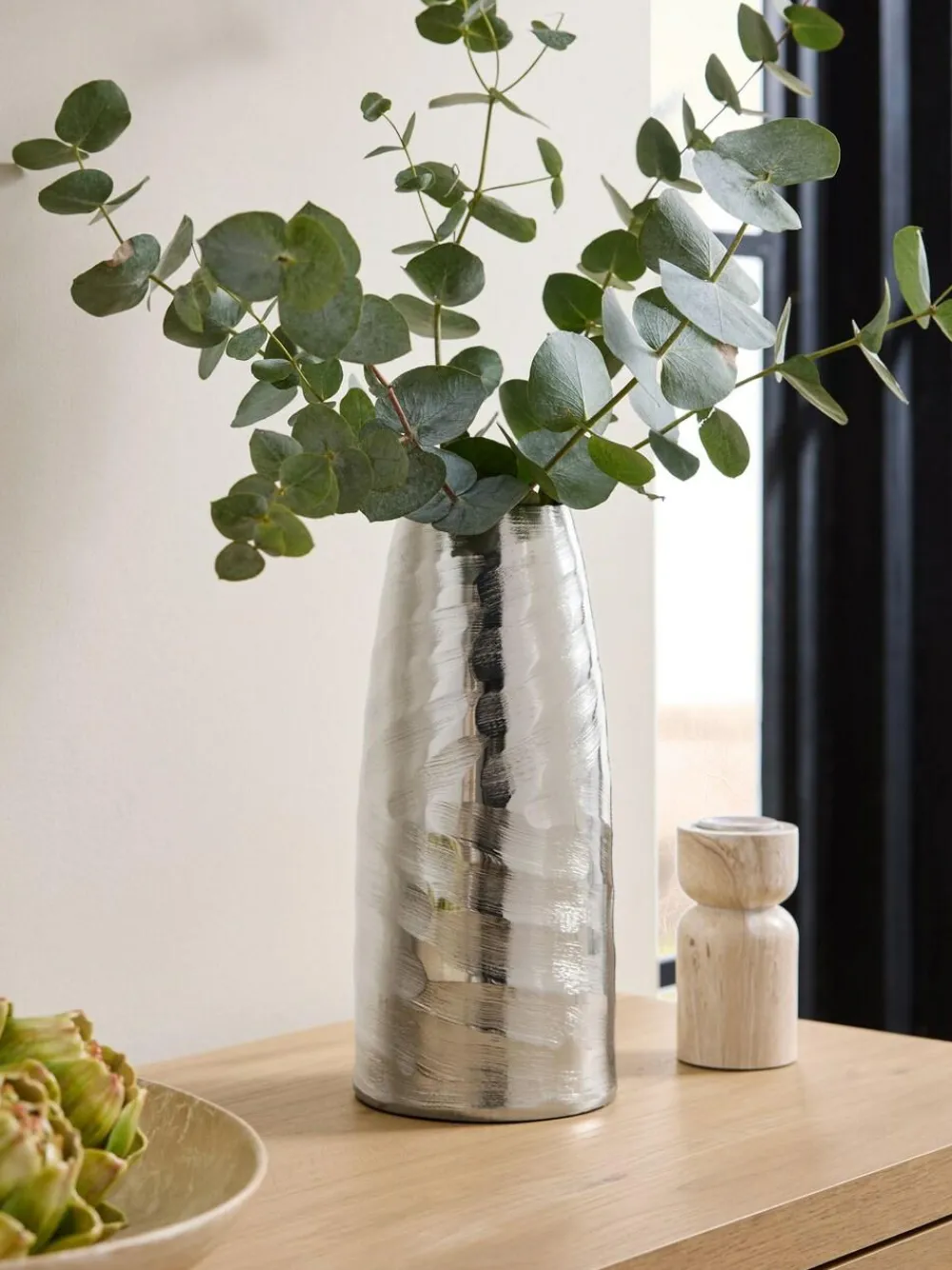 Outlet Next Silver Medium Metal Textured Vase