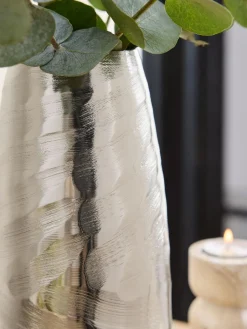 Outlet Next Silver Medium Metal Textured Vase
