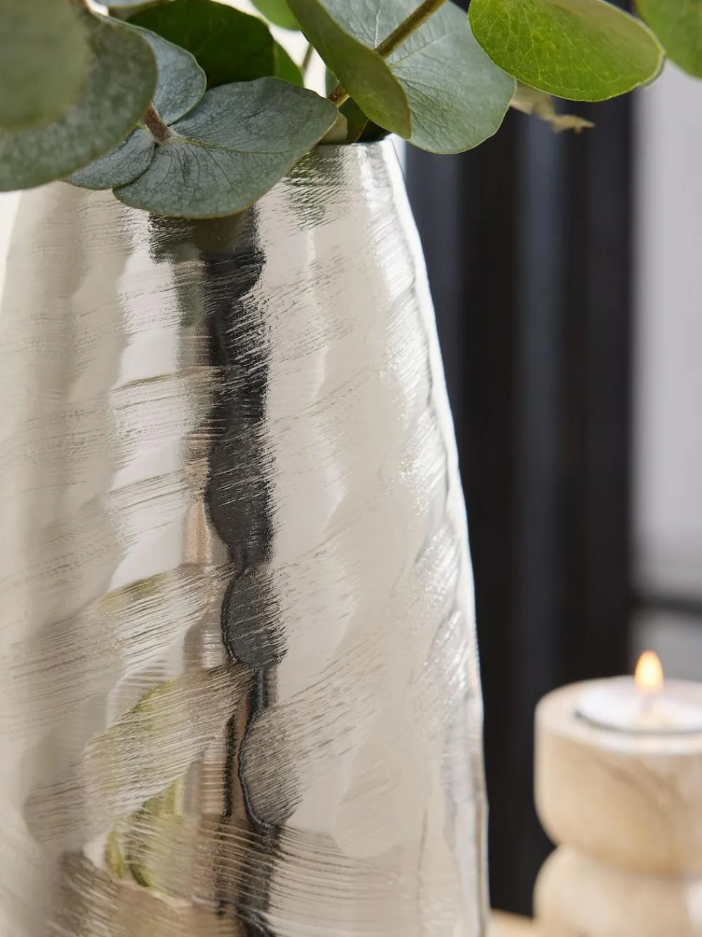 Outlet Next Silver Medium Metal Textured Vase