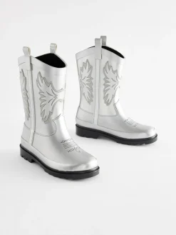 Next Silver Metallic Western Wellies^ Boots