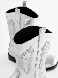 Next Silver Metallic Western Wellies^ Boots