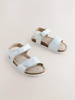 Hot Next Wide Fit (G) Touch Fastening Corkbed Sandals Silver