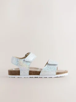 Hot Next Wide Fit (G) Touch Fastening Corkbed Sandals Silver