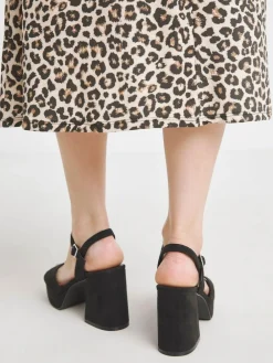 Online Simply Be Extra Wide Fit Platform Crossover Heels With Trim Black