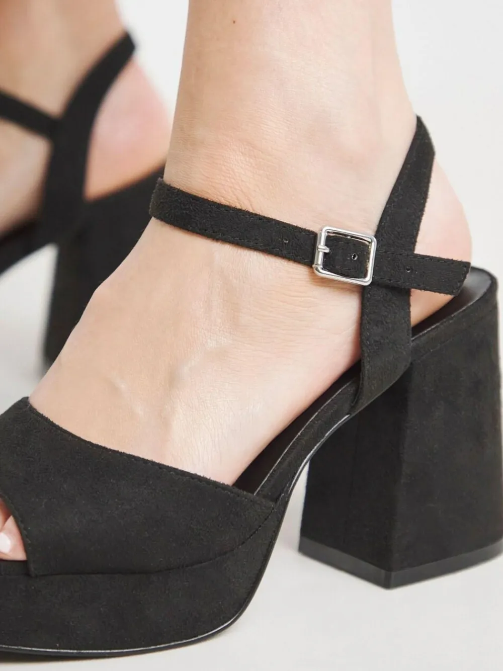 Online Simply Be Extra Wide Fit Platform Crossover Heels With Trim Black