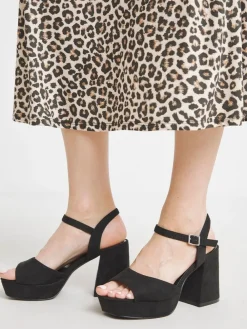 Online Simply Be Extra Wide Fit Platform Crossover Heels With Trim Black