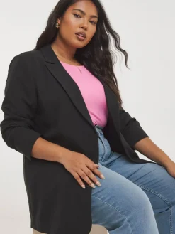 Simply Be Black Single Breasted Relaxed Blazer