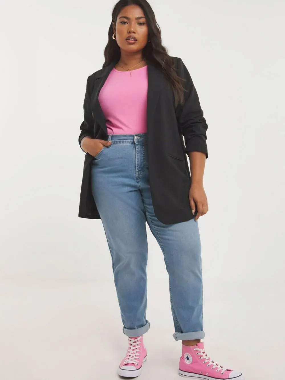 Simply Be Black Single Breasted Relaxed Blazer