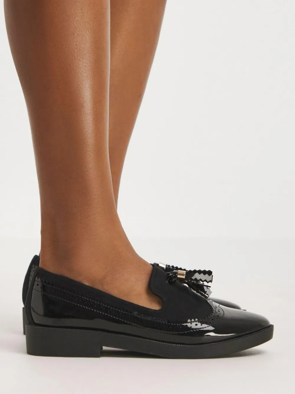 Sale Simply Be Black Tassel Trim Slipper Cut Loafers In Extra Wide Fit