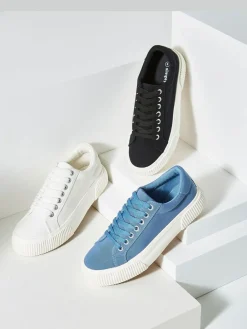 Simply Be Wide Fit Canvas Chunky Ribbed Sole Trainers^Women Wide Fit & Extra Wide Fit