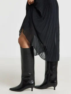 Hot Simply Be Wide Fit Kitten Heel Straight Leg Boots Black