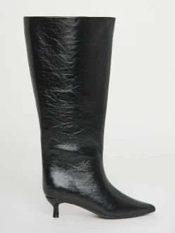 Hot Simply Be Wide Fit Kitten Heel Straight Leg Boots Black