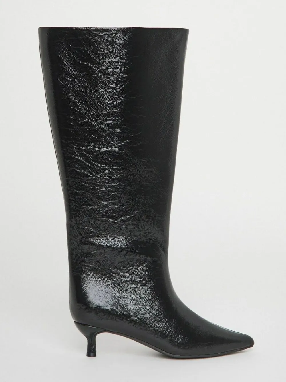 Hot Simply Be Wide Fit Kitten Heel Straight Leg Boots Black