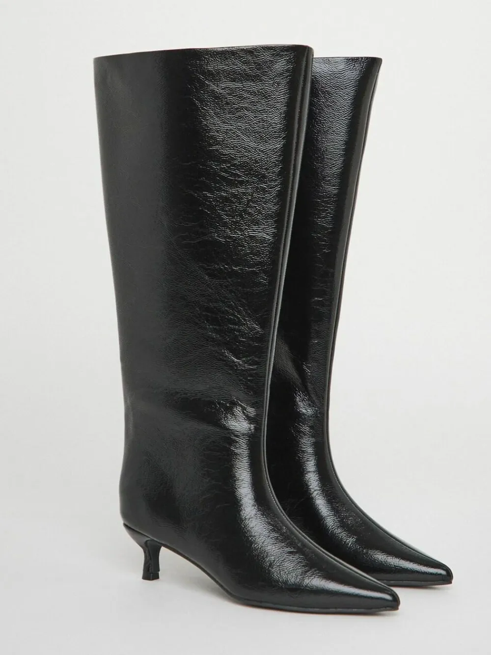 Hot Simply Be Wide Fit Kitten Heel Straight Leg Boots Black