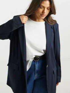 New Simply Be Blue Single Breasted Ponte Blazer