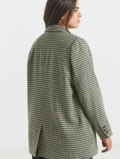 Simply Be Brown Houndstooth Single Breasted Blazer^Women Suits & Tailoring|Blazers