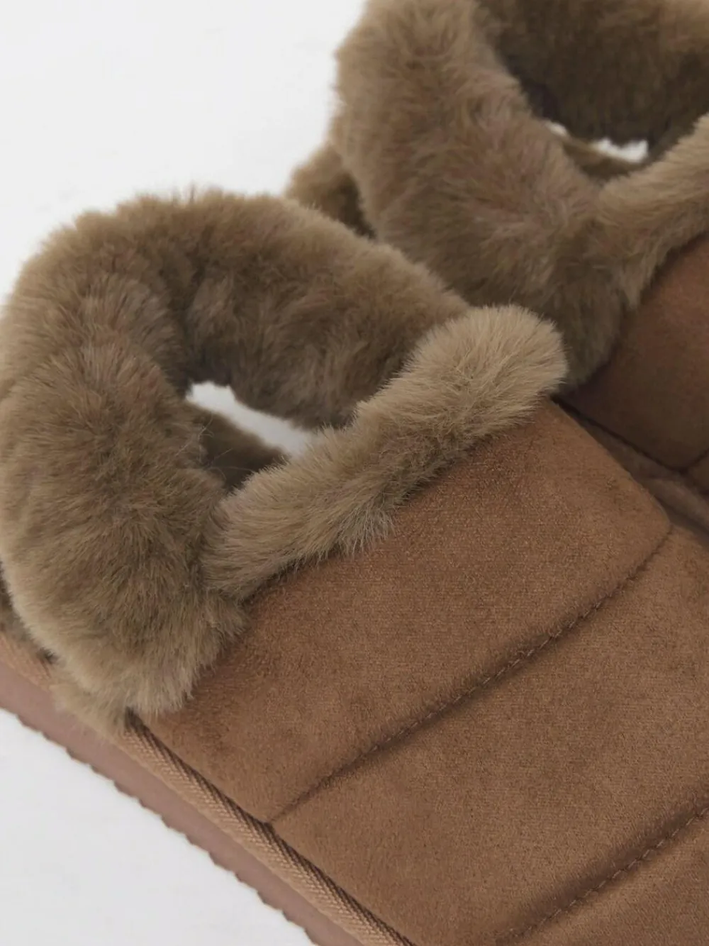 Outlet Simply Be Slingback Fluffy Slippers Brown
