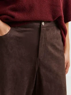 Simply Be Brown Suedette Barrel Leg Trousers