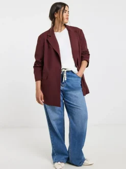 Discount Simply Be Oversized Single Breasted Blazer Burgundy Red