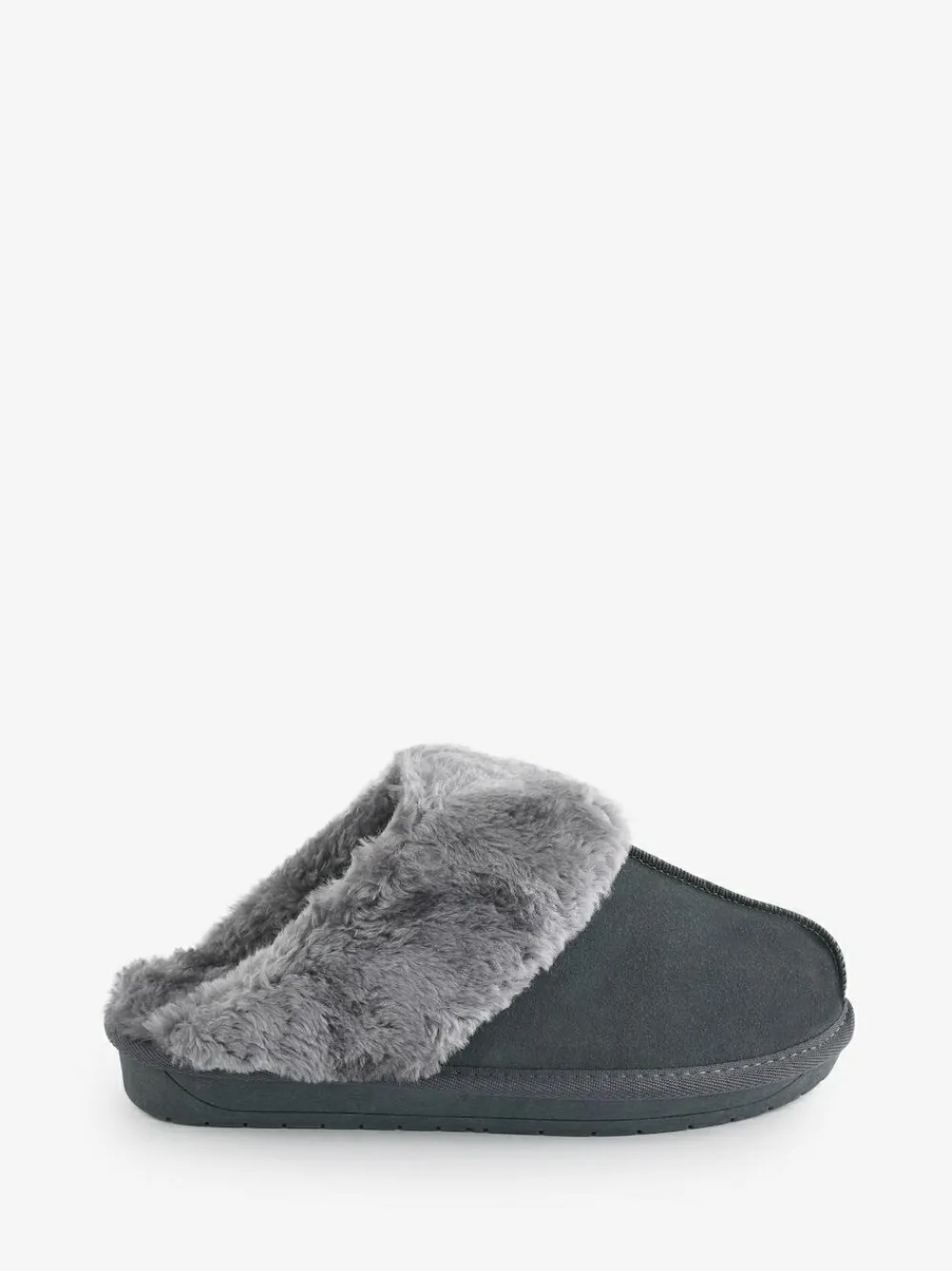 Simply Be Standard Fit Faux Fur Lined Suede Mule Slippers^Women Slippers