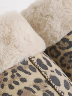 Clearance Simply Be Standard Fit Faux Fur Lined Suede Mule Slippers Light Brown