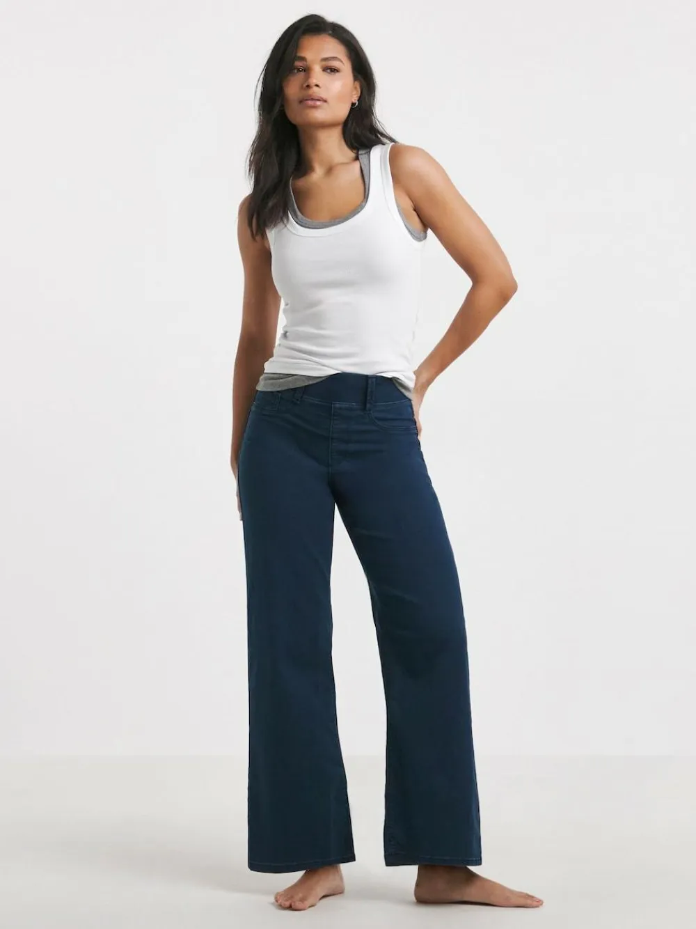 Sale Simply Be Wide Leg Jeggings Navy Blue
