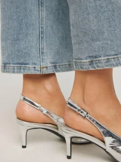 Best Simply Be Extra Wide Fit Slingback Court Shoes Silver