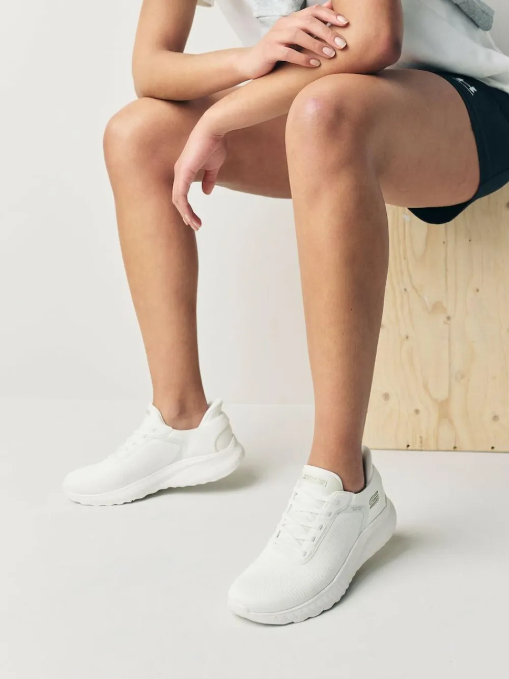 Best Skechers Chalk White BOBS Sport Squad Chaos Slip In Trainers