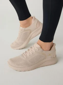 Clearance Skechers Light Natural BOBS Sport Squad Chaos Slip In Trainers