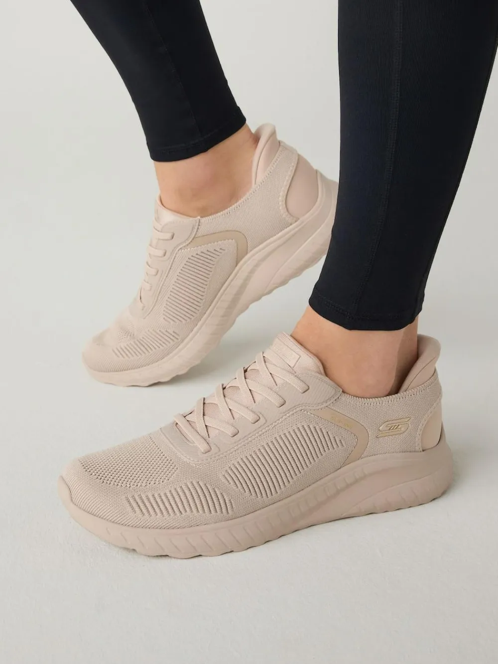 Clearance Skechers Light Natural BOBS Sport Squad Chaos Slip In Trainers
