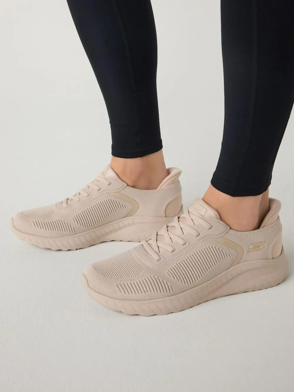 Clearance Skechers Light Natural BOBS Sport Squad Chaos Slip In Trainers