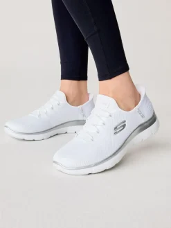 Clearance Skechers Womens Slip In Summits Dazzling Haze Trainers White