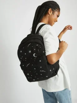 Hot Skinnydip Black Celestial Silver Cord Backpack