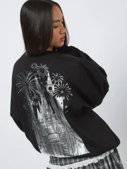 Discount Skinnydip Black Disney Silver Foil Castle Sweatshirt