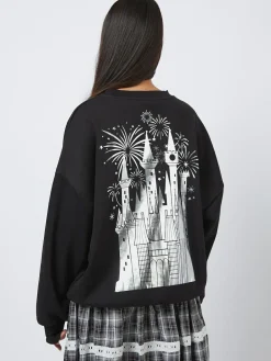 Discount Skinnydip Black Disney Silver Foil Castle Sweatshirt