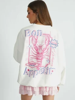 Skinnydip White Celestial Longline Fleece^Women Hoodies & Sweatshirts