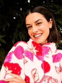 Online Skinnydip White Cherry and Strawberry Longline Fleece