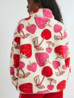Online Skinnydip White Cherry and Strawberry Longline Fleece