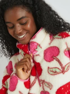 Online Skinnydip White Cherry and Strawberry Longline Fleece