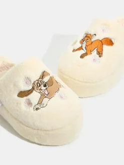 Skinnydip White Disney Fox and The Hound Slippers^Women Slippers